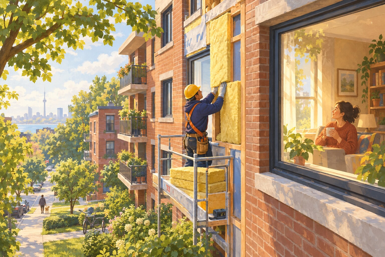Ein kanadisches Wohnhaus erhält energiesparende Verbesserungen in einer einladenden Nachbarschaft.