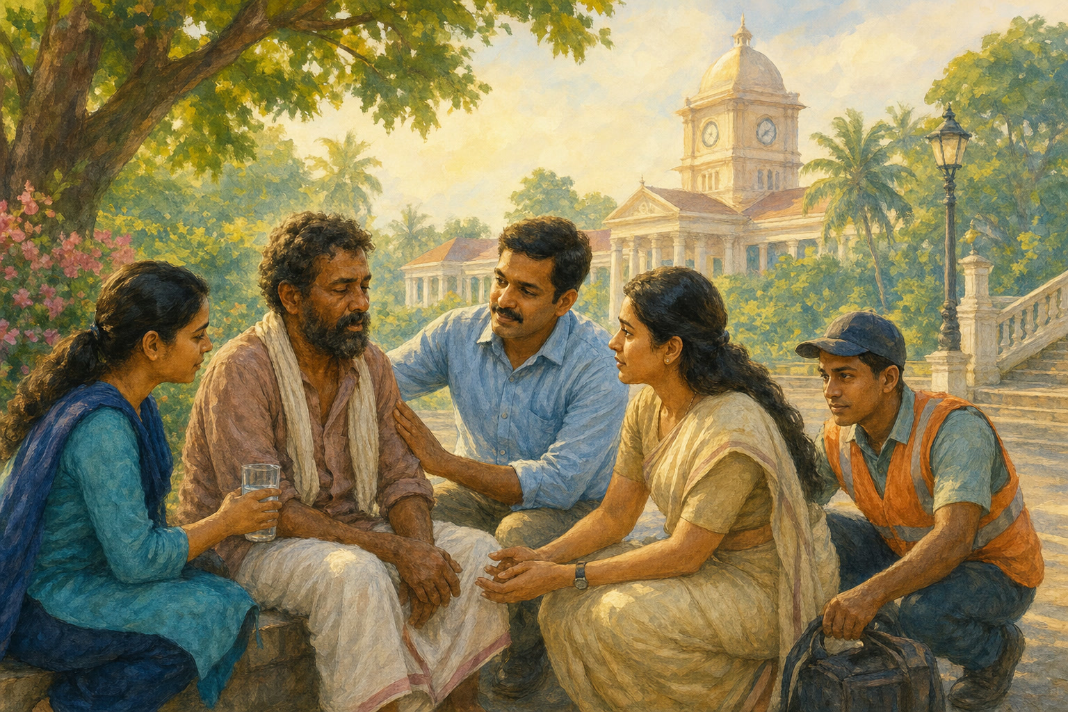 A governor and his staff help a passerby who collapsed near Kerala Raj Bhavan.