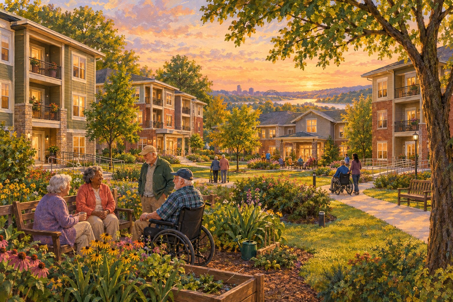 A welcoming Ohio neighborhood with new affordable homes and assisted-living apartments.
