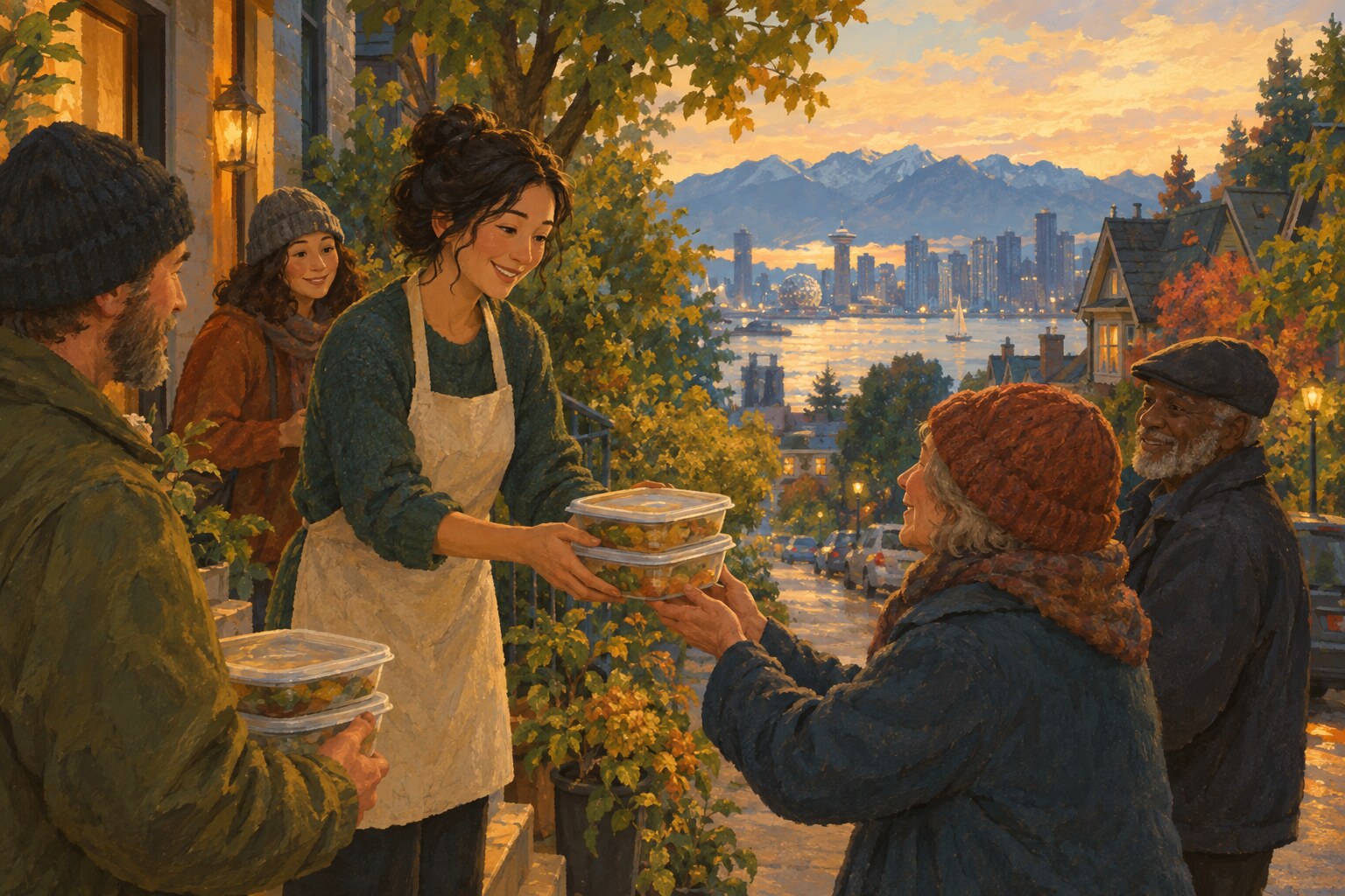 A kind neighbor offers home-cooked meals on a Vancouver street.
